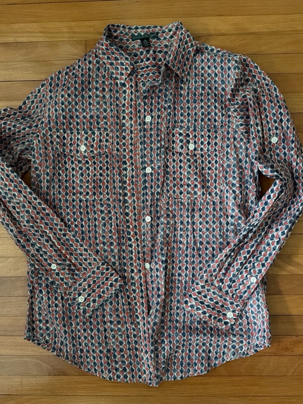 Ralph Lauren Men's Red & Navy Geometric Button-Down Shirt
